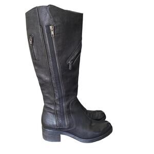Vera Wang Evan Black Leather Zipper Riding Moto Boots size 7